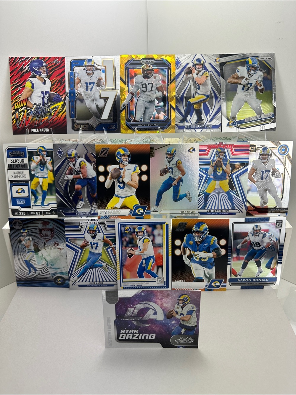 Matt Stafford/Puka Nacua/Aaron Donald/ Davante Adams LA Rams lot of 17
